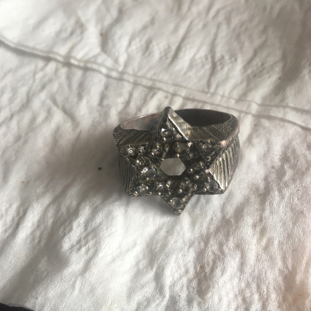 Mens Star of David Vintage GM 925 Diamond Ring Size 9